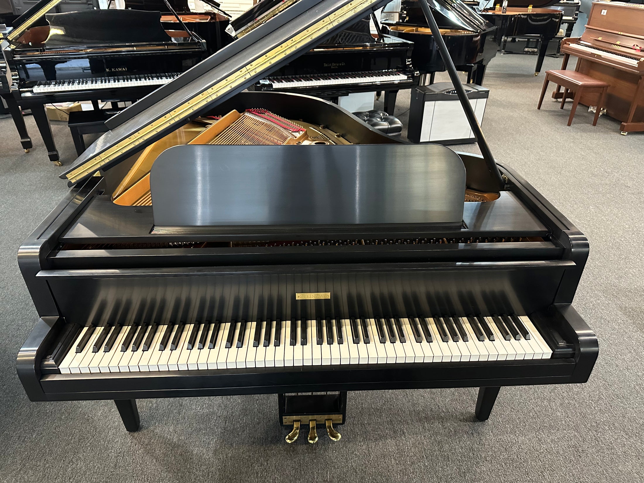 1942 Steinway Model L 5′10″ Grand Piano – Restored | Art Deco Case | Satin Ebony