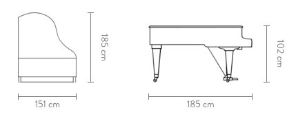 Bösendorfer 185VC 6'1" Grand Piano – Polished Ebony | VC Technology | 10 - Year Warranty - Cunningham Piano