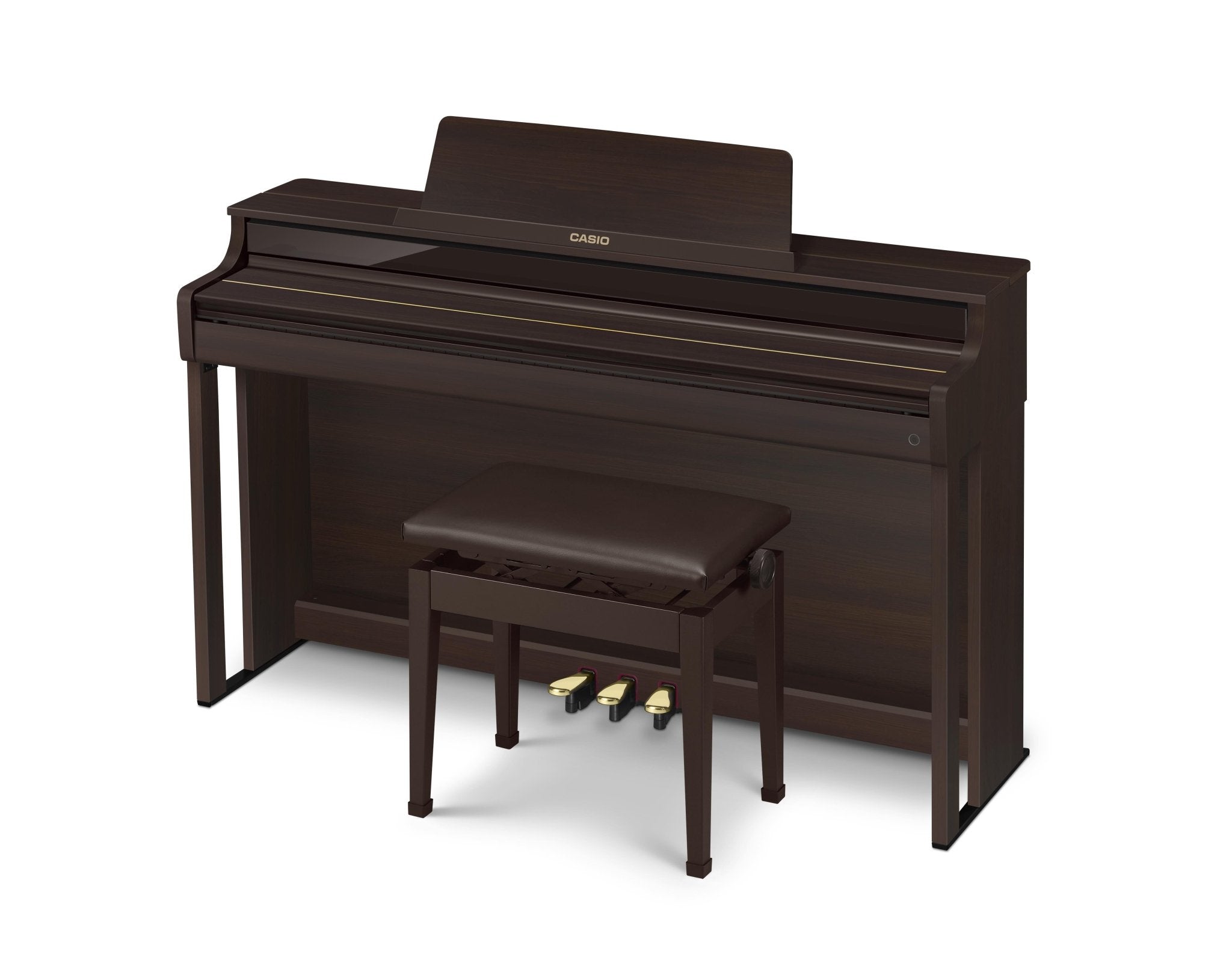 Casio AP - 550 Celviano Digital Upright Piano – Brown Finish | Grand Piano Sound & Hybrid Keys - Cunningham Piano