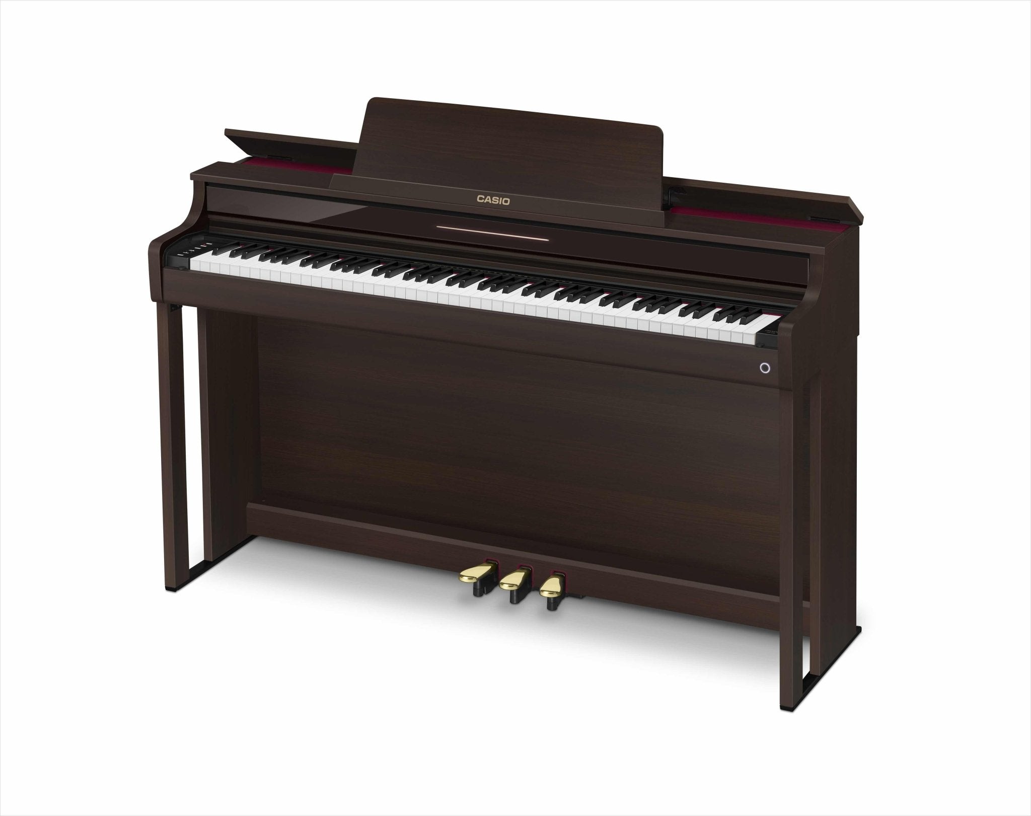 Casio AP - 550 Celviano Digital Upright Piano – Brown Finish | Grand Piano Sound & Hybrid Keys - Cunningham Piano
