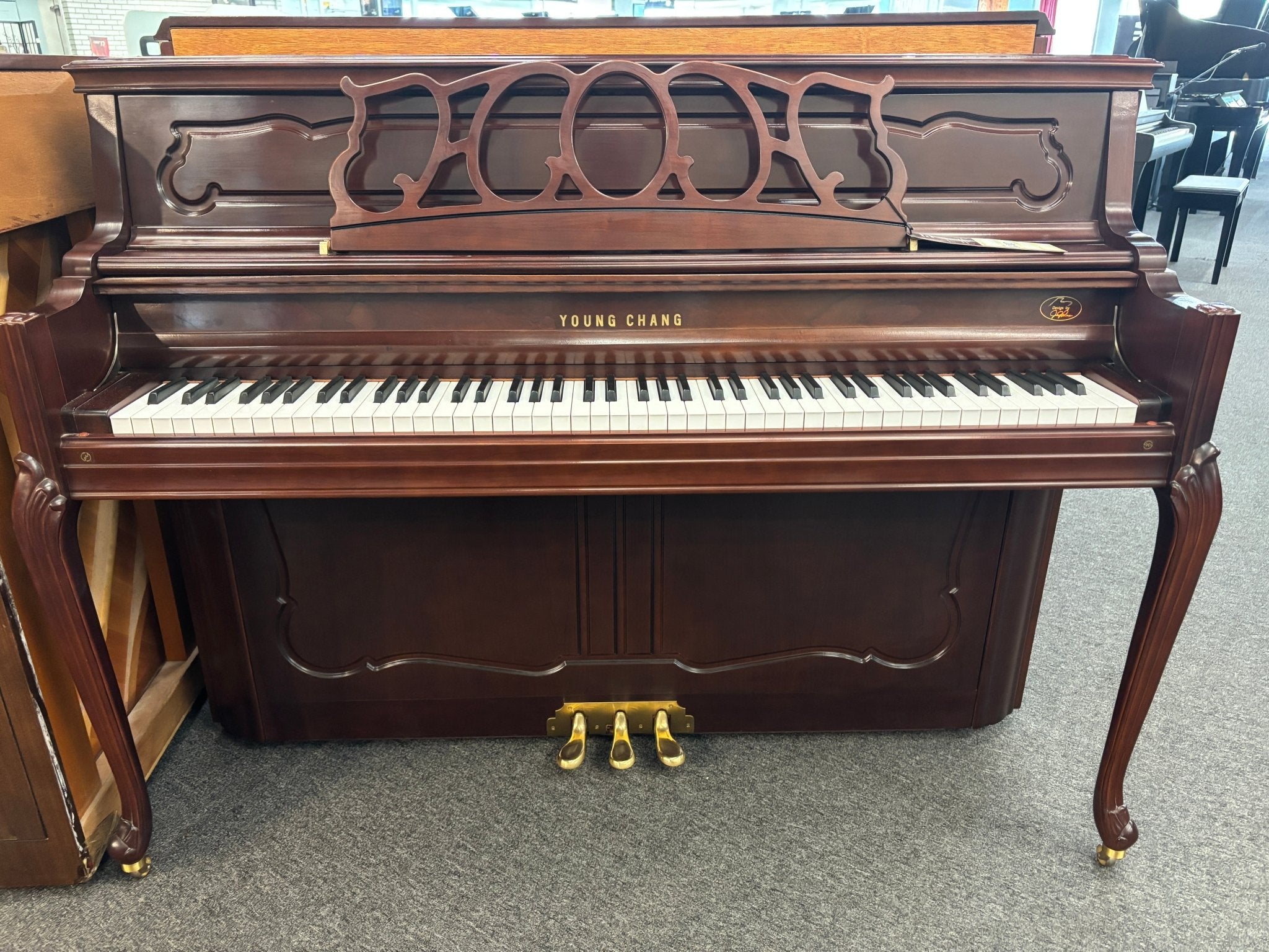 Young Chang Pramberger Series PF110 French Provincial Console Piano - Cunningham Piano