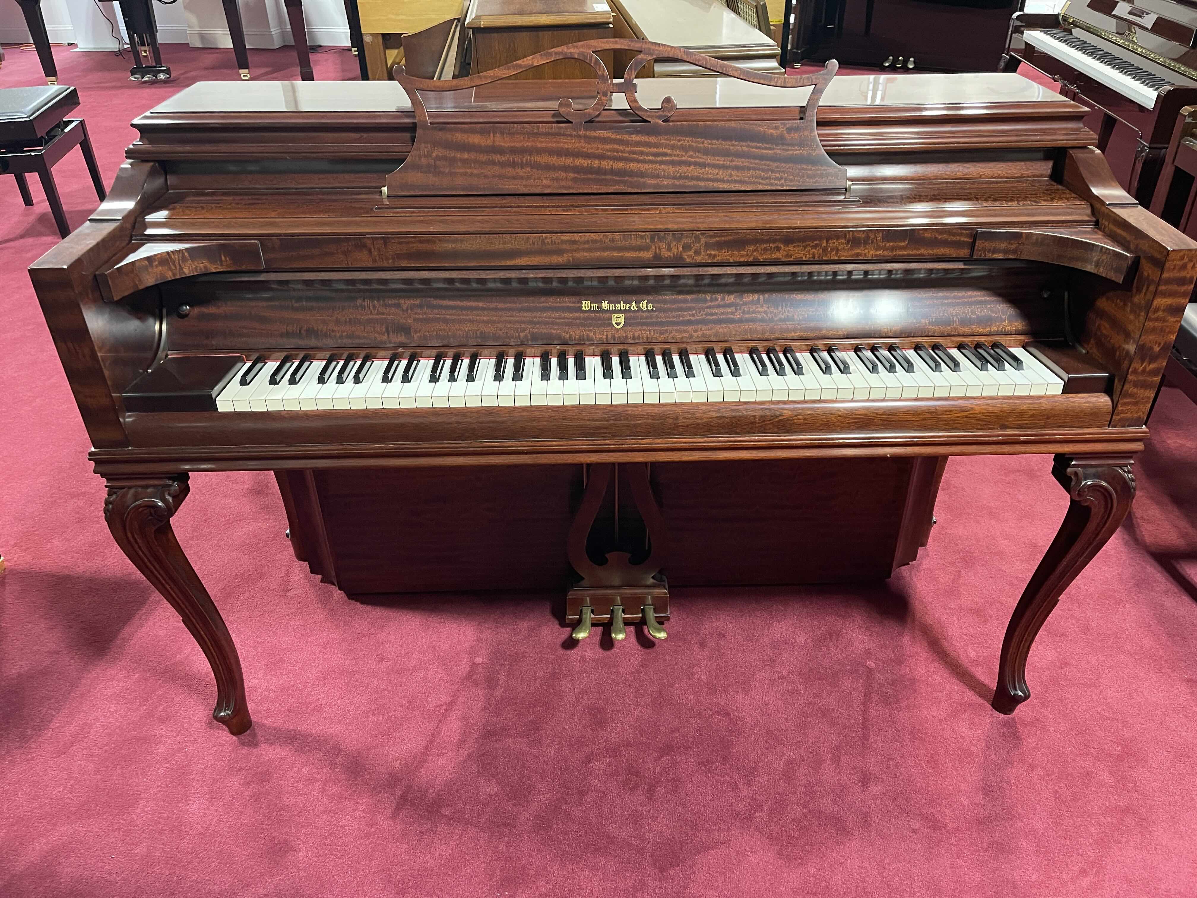 Vintage Knabe Console Piano in Figured Mahogany