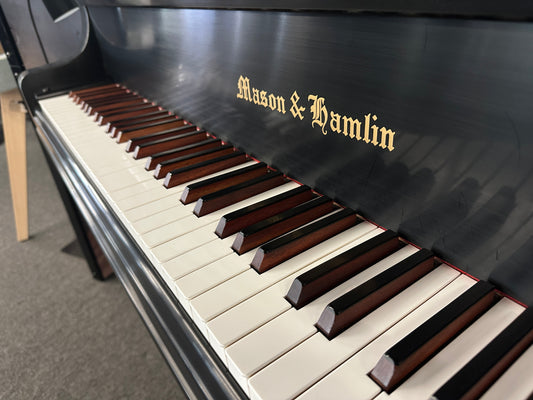 2001 Mason & Hamlin Model A Grand Piano – Satin Ebony Finish | Dual-Tone Exotic Keys | Full Renner Action