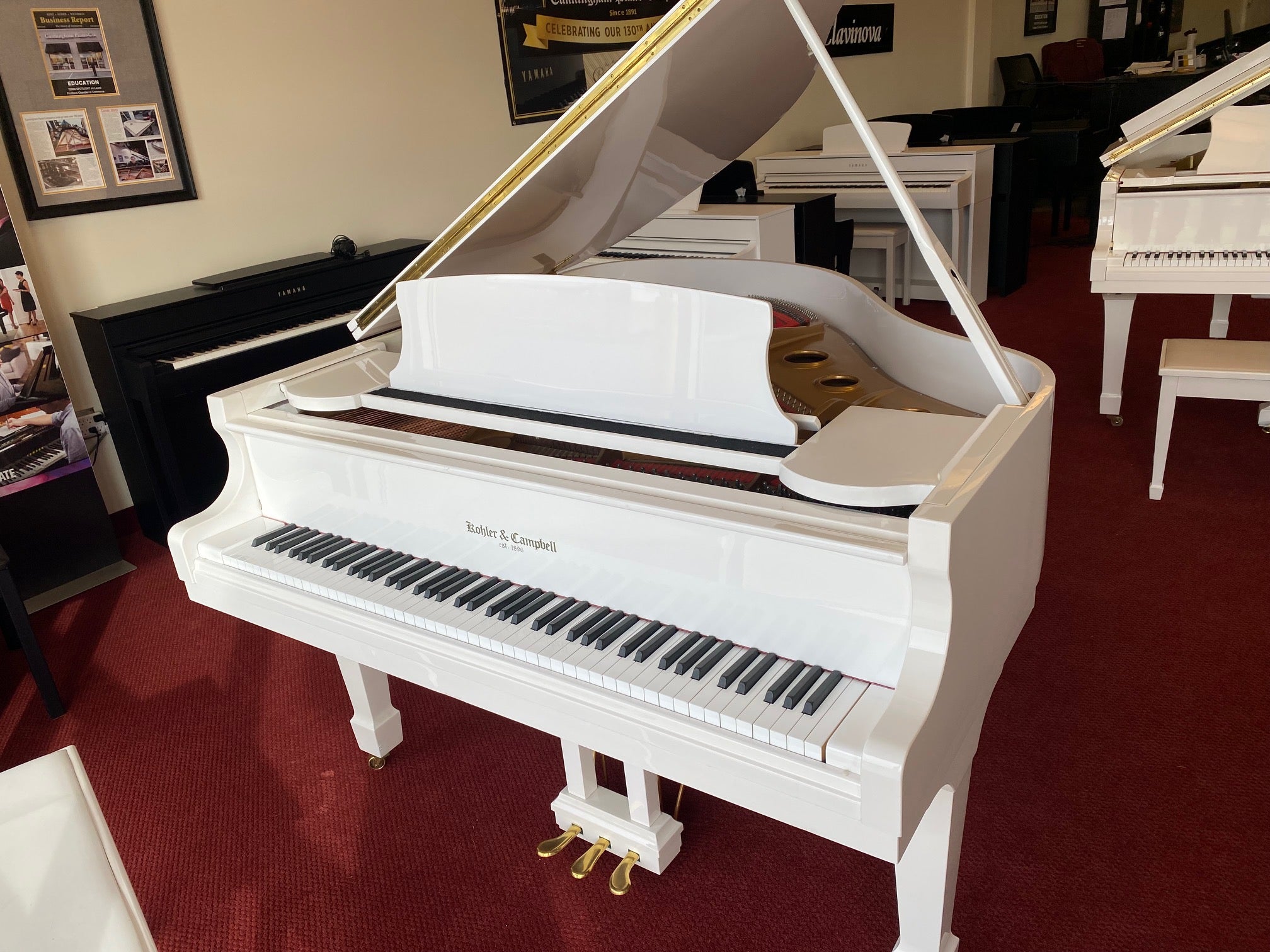 Kohler & Campbell SGK-500WH 5' Baby Grand Piano in Polished White Finish
