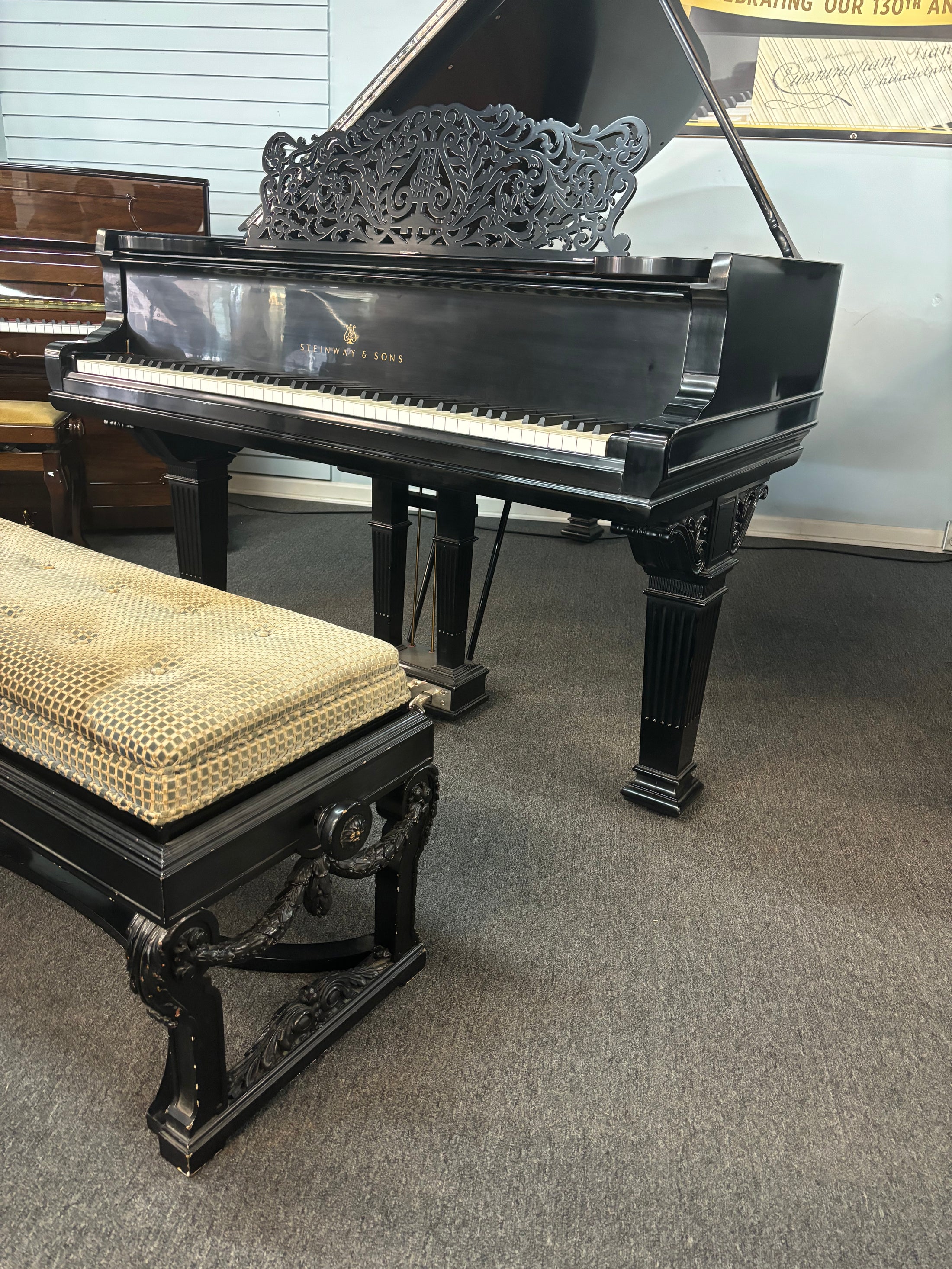 Steinway 7 Model B Grand Piano Art Case Ebony Satin