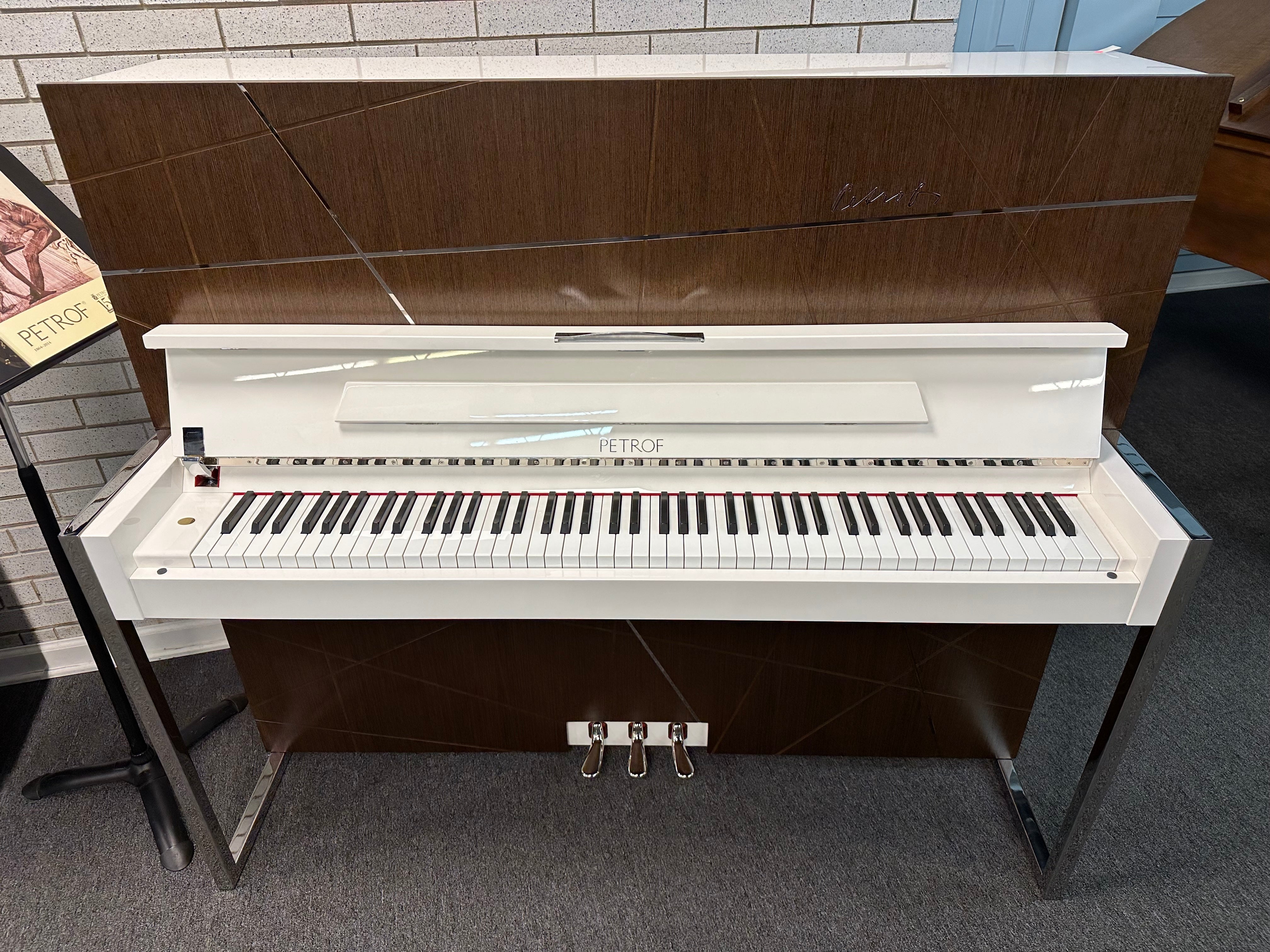 Petrof NEXT P127 (50") White Polish with Wood Satin Wood Tones