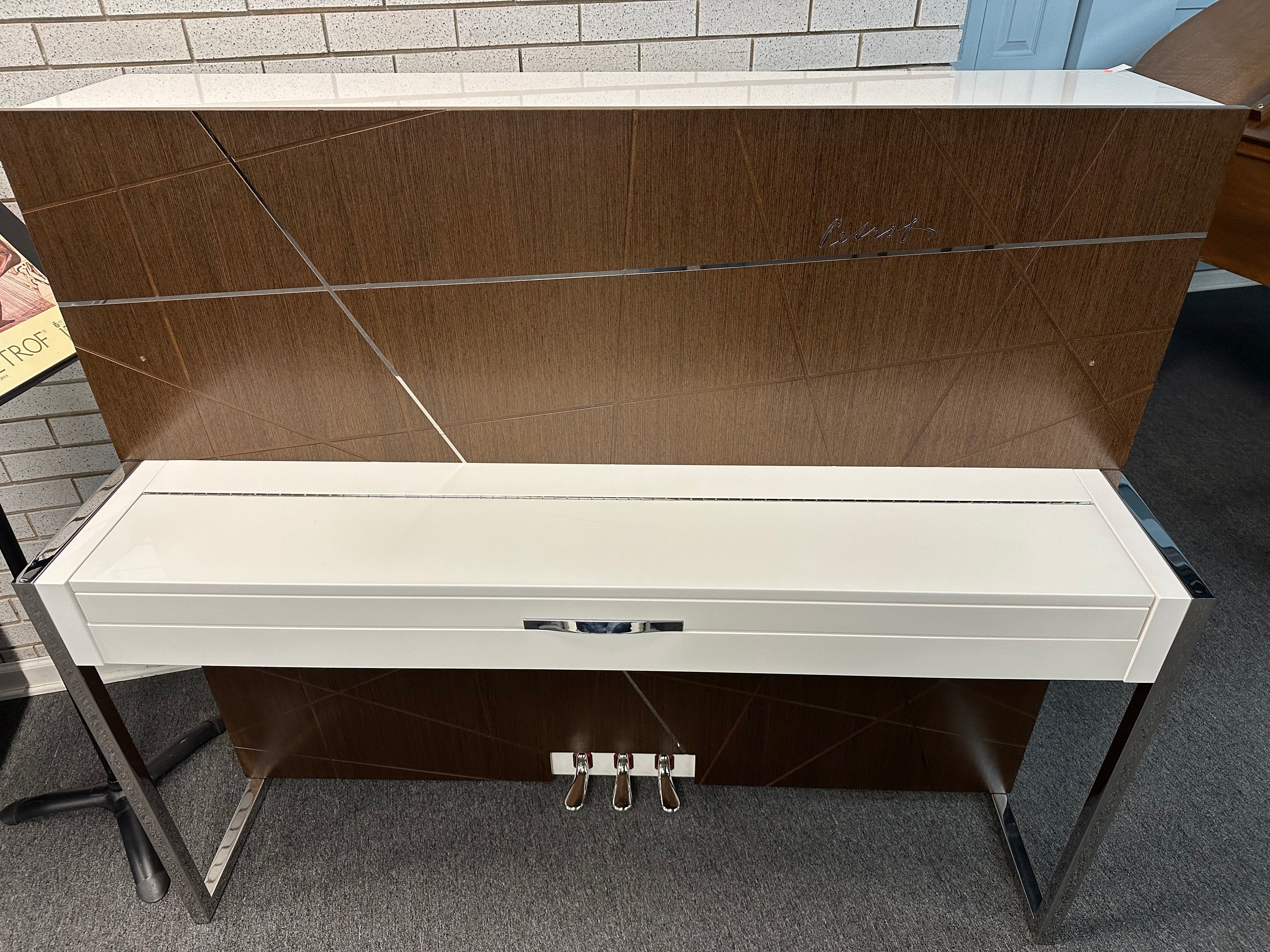 Petrof NEXT P127 (50") White Polish with Wood Satin Wood Tones