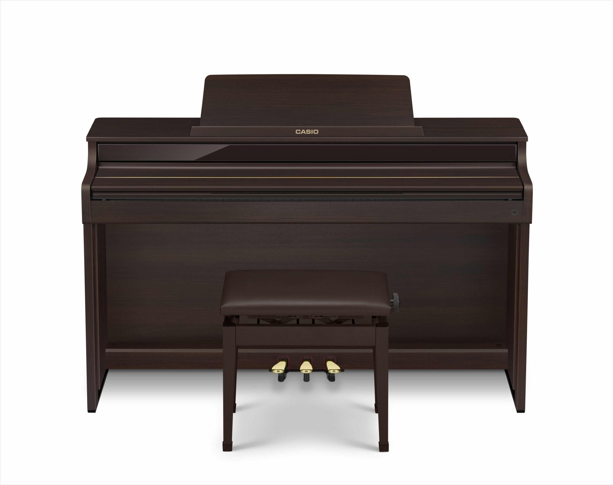 Casio AP - 550 Celviano Digital Upright Piano – Brown Finish | Grand Piano Sound & Hybrid Keys - Cunningham Piano