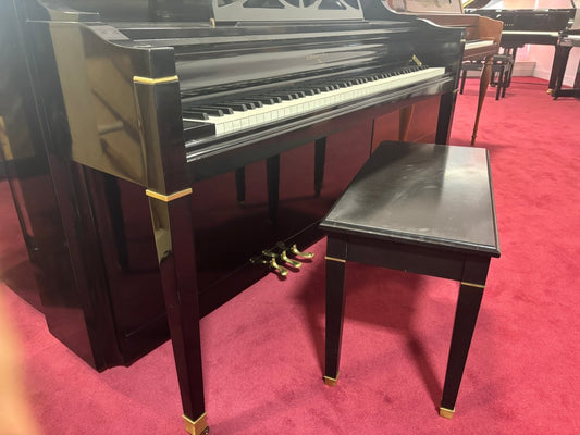 Sohmer Console Piano Ebony Art Deco Cabinet - Cunningham Piano