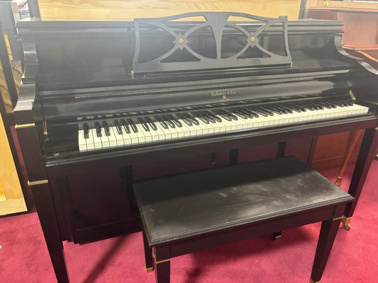 Sohmer Console Piano Ebony Art Deco Cabinet - Cunningham Piano
