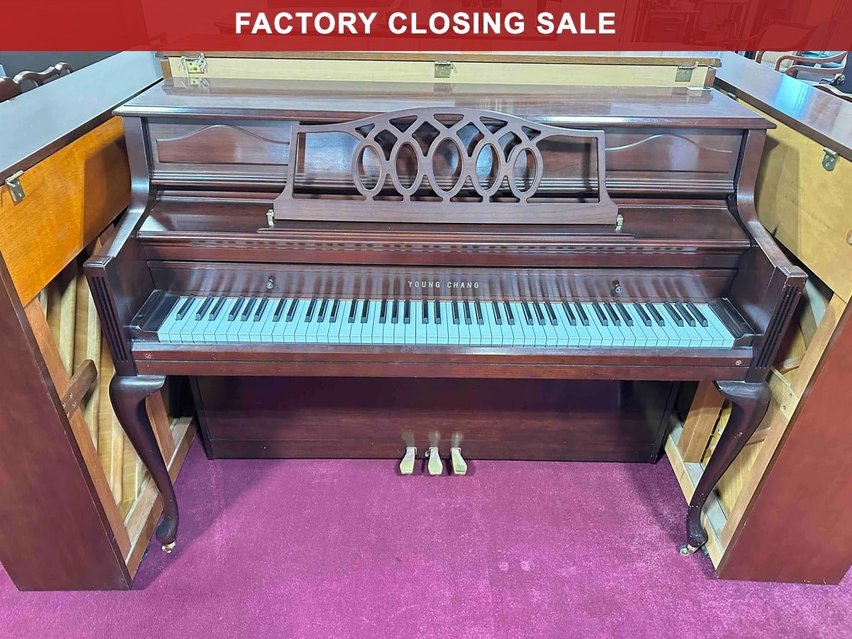 Young Chang 45" Queen Anne Console Piano in Cherry Finish - Cunningham Piano