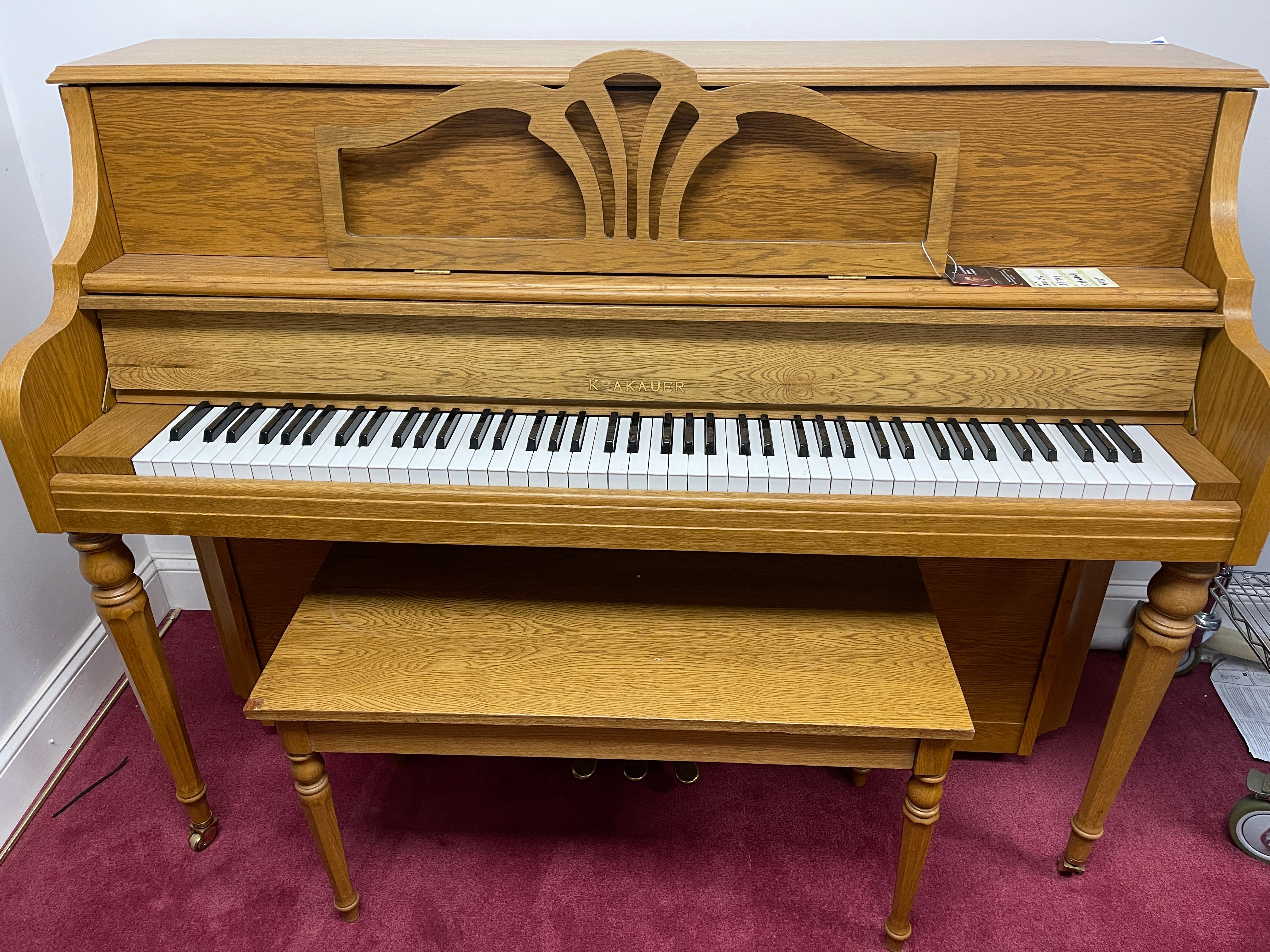 Krakauer Console in Oak Satin with Traditional leg style