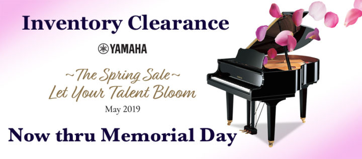A Banner with left side showing spring sale and left side piano with elegant light pink color in background